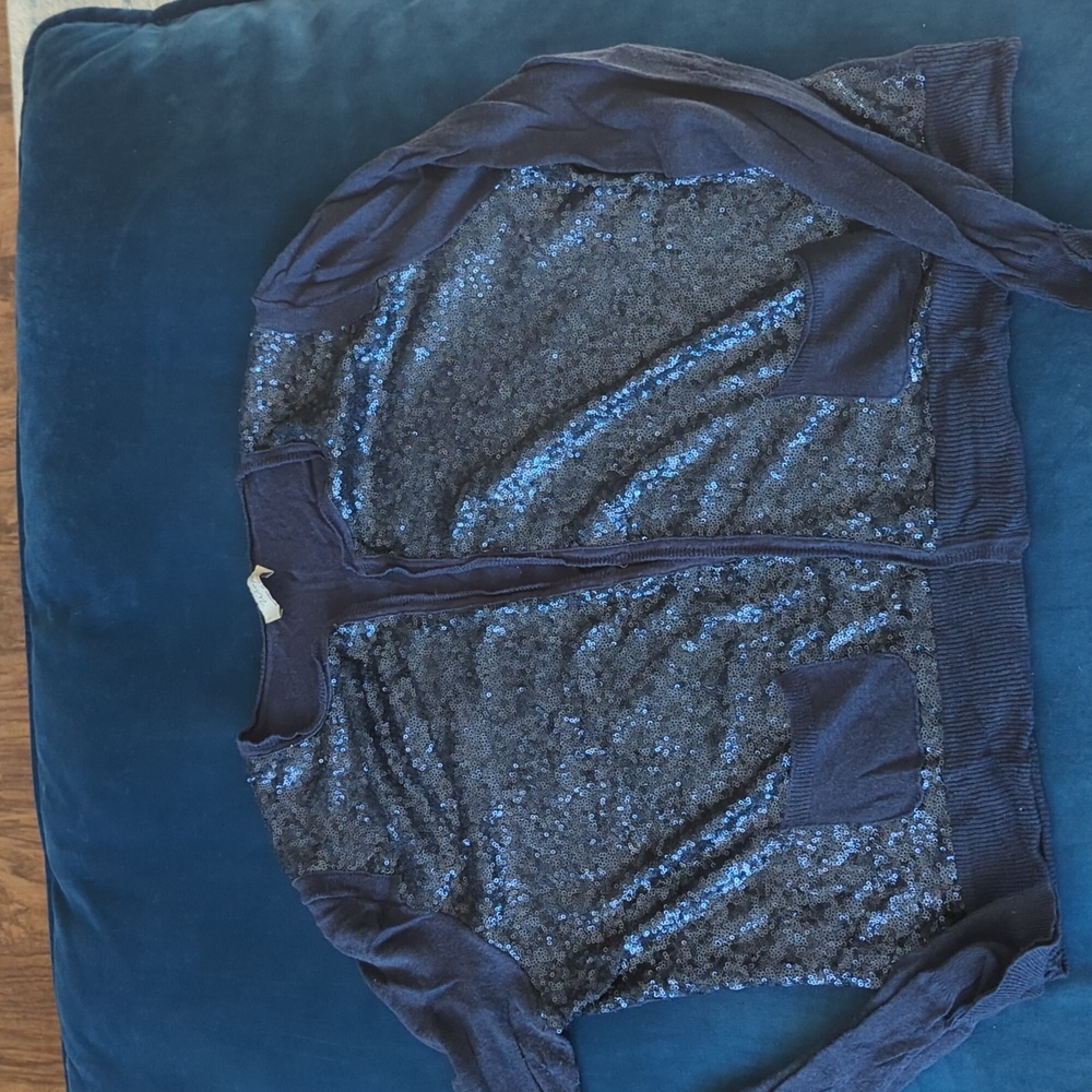Navy Sequined Cardigan - Wrap London, USA size 18